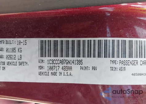 2016 Chrysler 200 Limited from USA, damaged, VIN 1C3CCCAB7GN141395